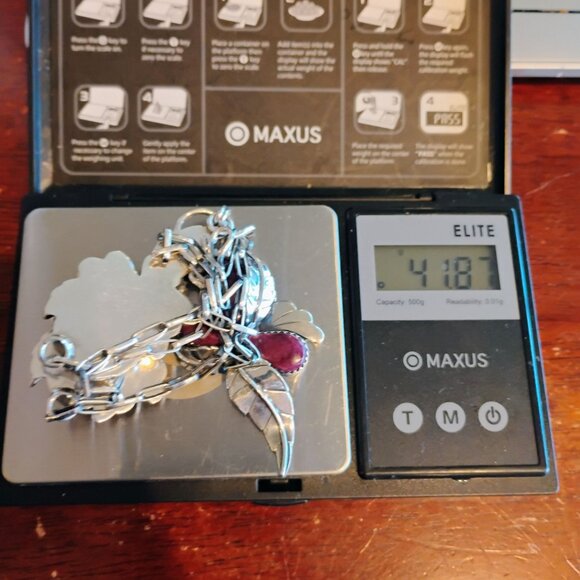 Handmade Southwest Purple Spiny Oyster Sterling Silver Adjustable Necklace - Picture 6 of 9